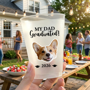 Graduation Party Cup For Pet Lovers - Personalized Pet Portrait Party Cup With Photo & Year