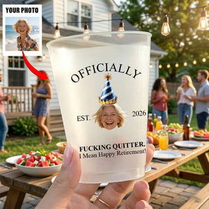 Retired Party Cup With Custom Face Photo & Est. - Personalized Farewell Party Decor For Coworkers