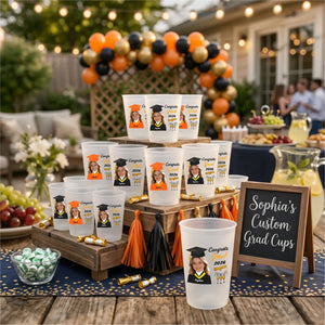 Personalized Frosted Funny Face Congrats Grad 2026 Cups With Name | Creative Party Decor For Him Her