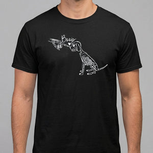 Skeleton Dog Heart T-Shirt With Hand Boop Graphic For Halloween Pet Lover Gift