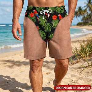 Custom Funny Men Swim Trunks - Personalized Summer Vacation And Travel Gifts For Men - Looking Good Naturally