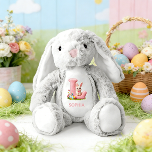Personalized Easter Soft Toy Bunny With Initial Letter Pattern & Name & Style | 2026 Spring Easter Gift For Kids