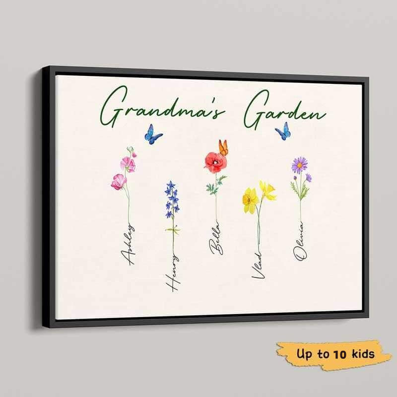 Personalized Horizontal Poster Family Birth Months Flowers
