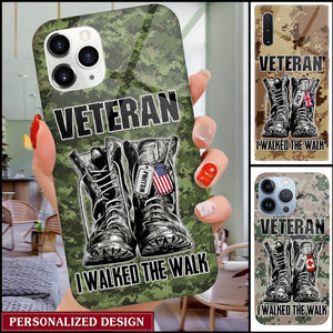 Personalized Veteran Walked The Walk Glass Phone Case