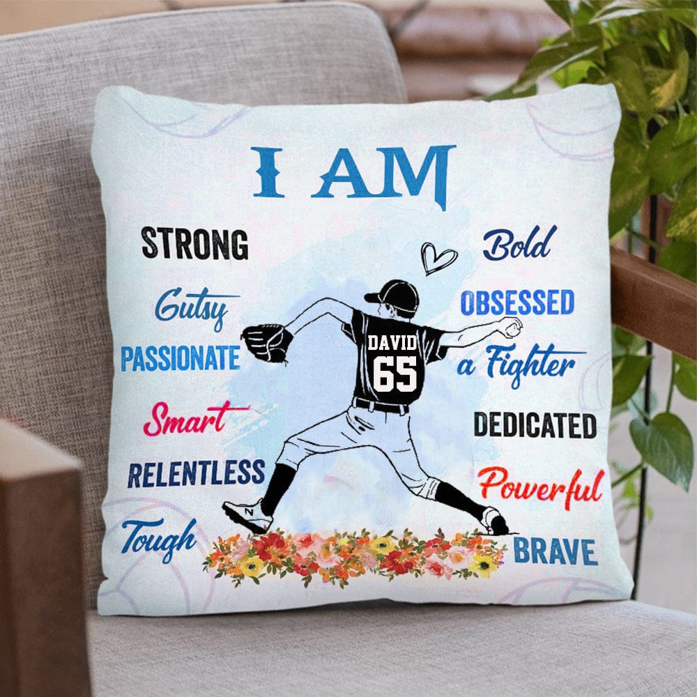 Personalized Love Baseball Player Pillow