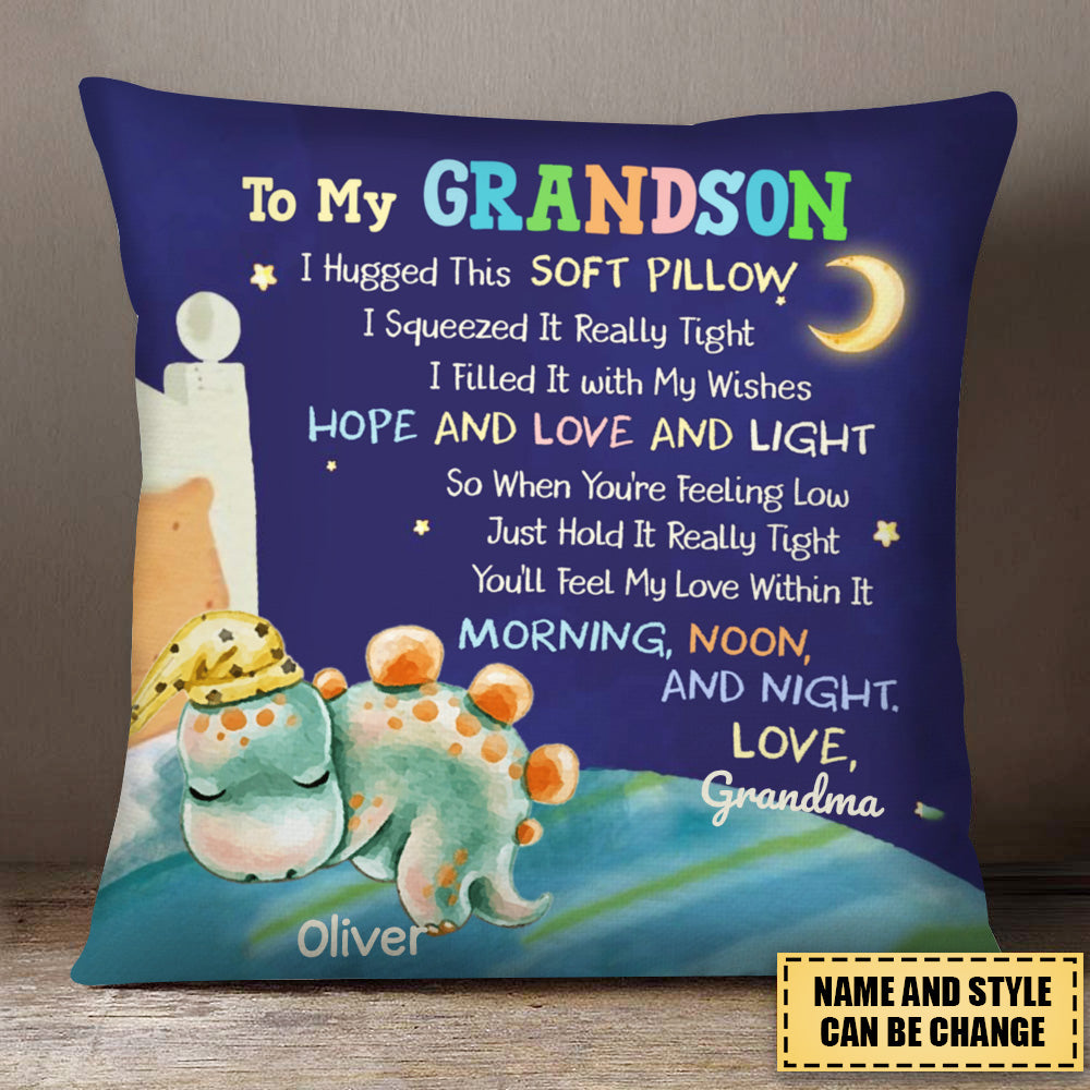 Gift For Grandson Sleeping Dino "To my Grandson" Pillow