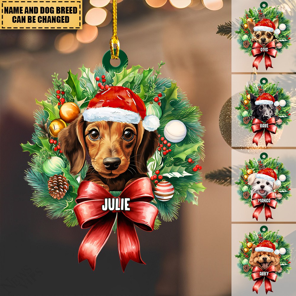 Personalized Christmas Cute Dogs Ornament, Christmas Gifts
