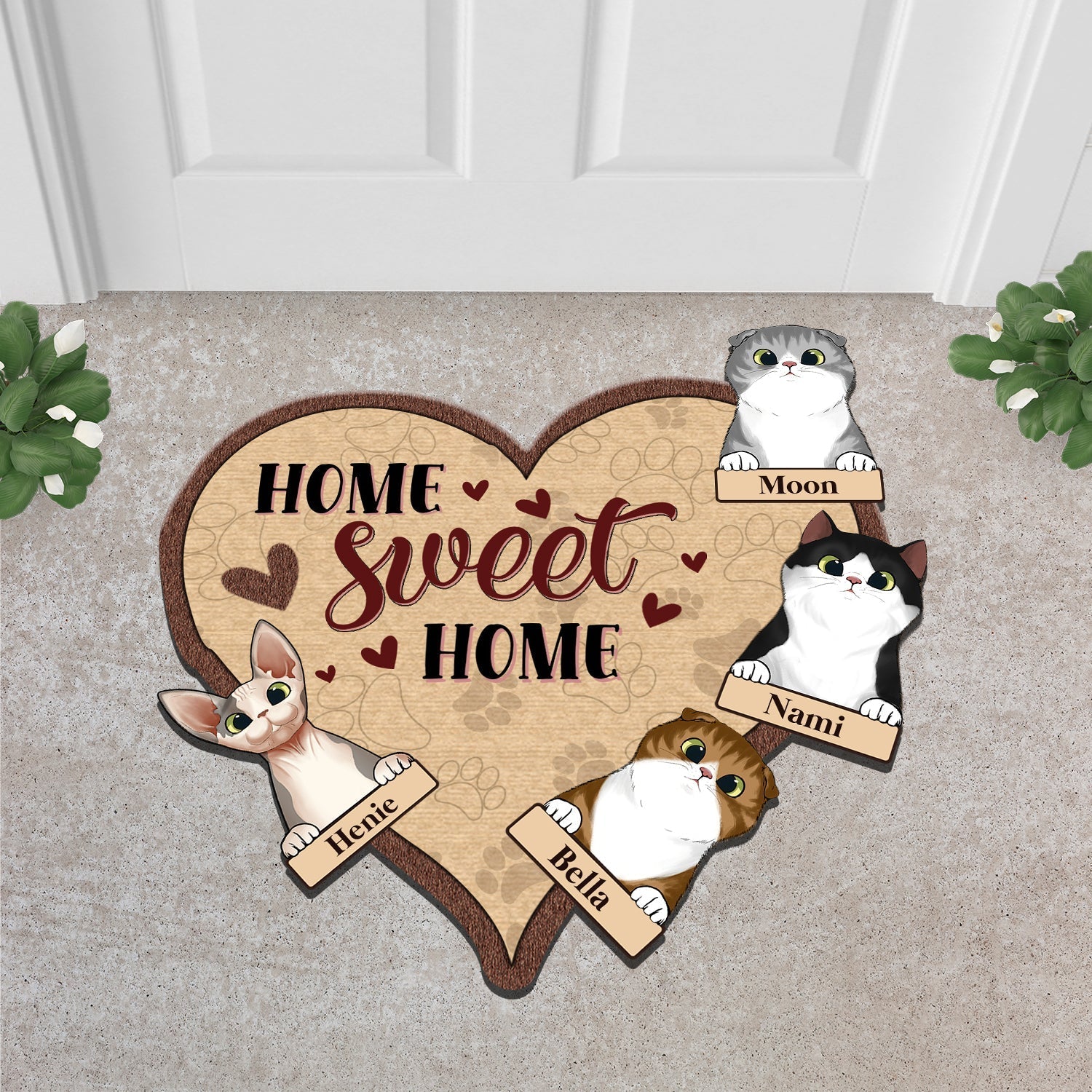Home Sweet Home Cat Custom Shaped Doormat