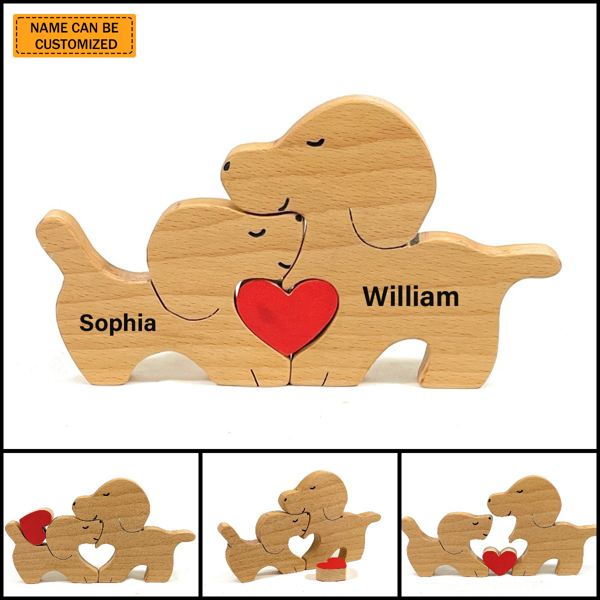 Wooden Couple Dogs Family Puzzle Gift for Couple