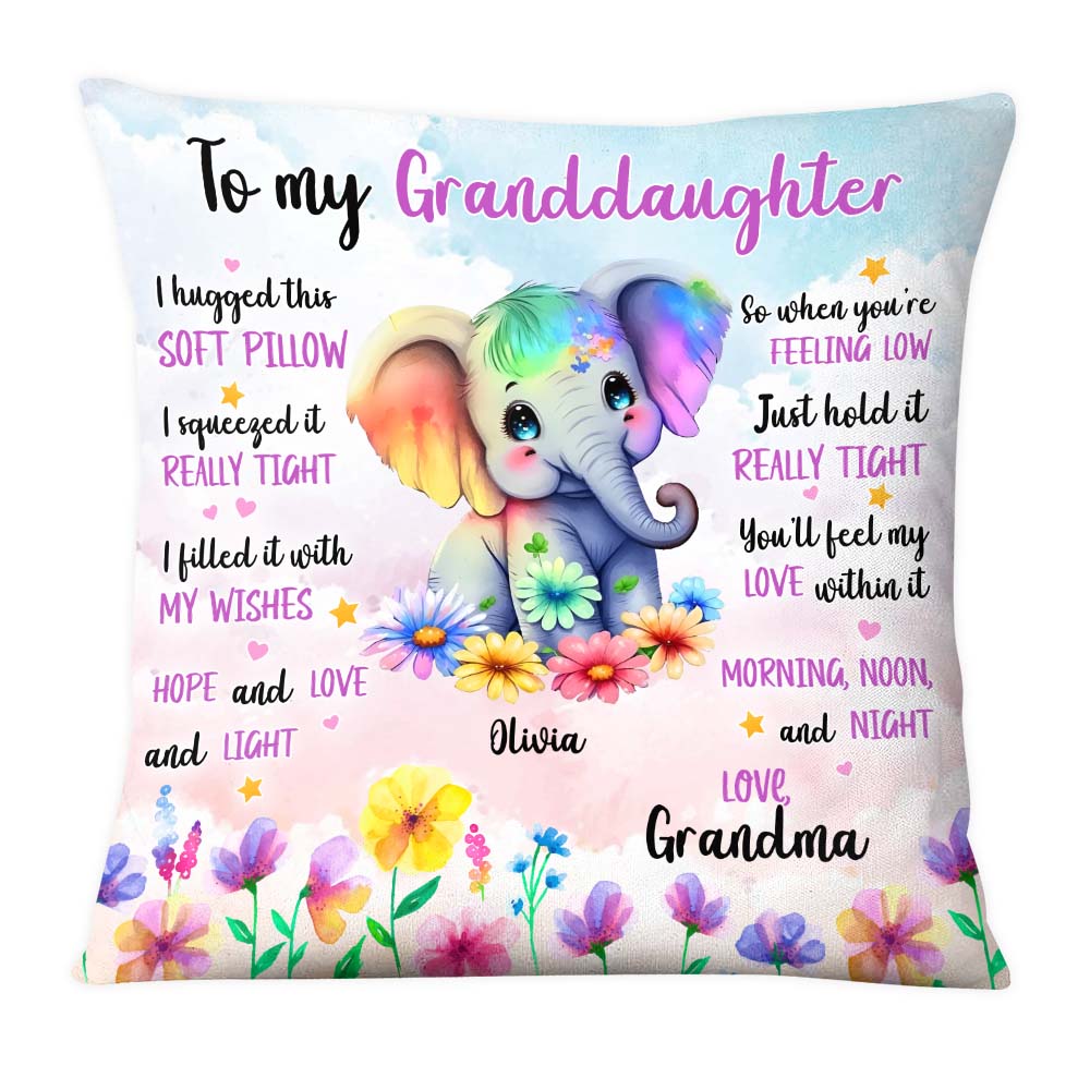 Personalized Gift For Daughter Granddaughter Elephant Pillow