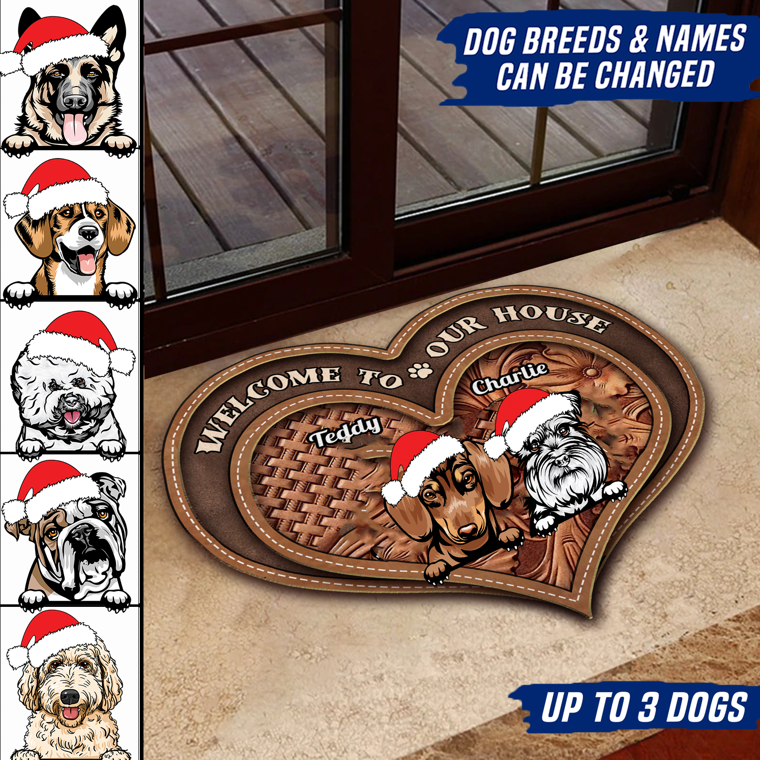 Christmas Dog Personalized Custom Shaped Doormat