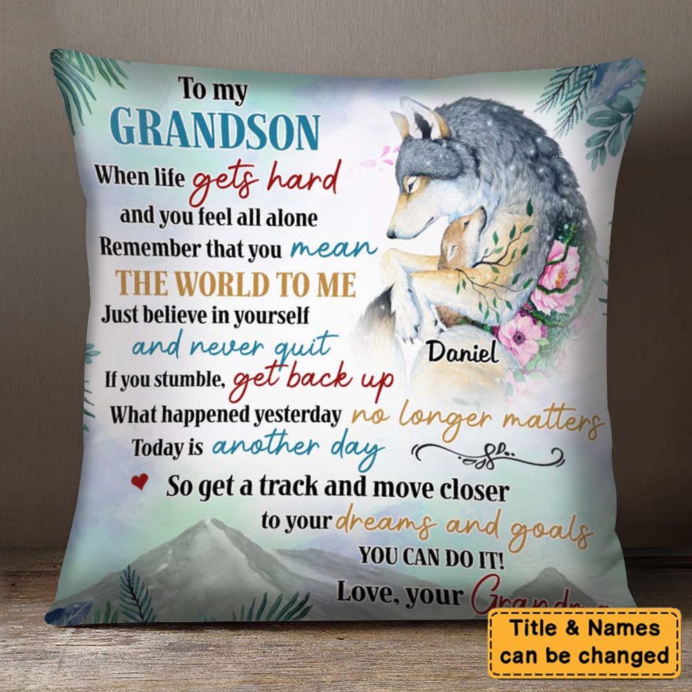 Gifts For Grandson Wolf You Can Do It Pillow