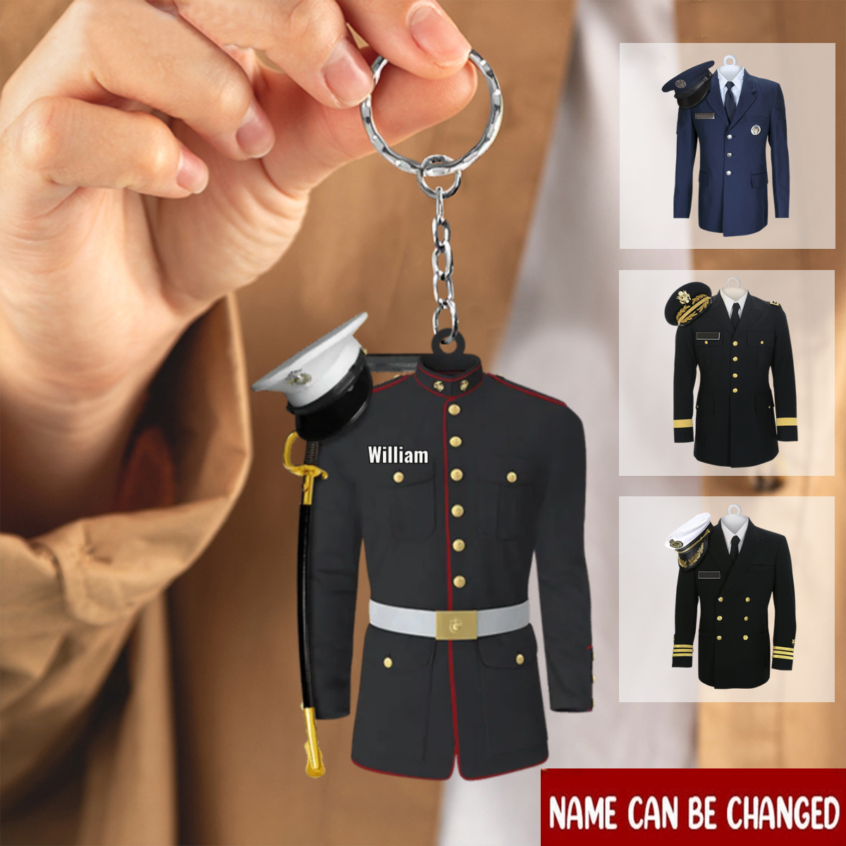 Personalized Acrylic KeychainMarine Army Airforce Air Force Navy Uniform