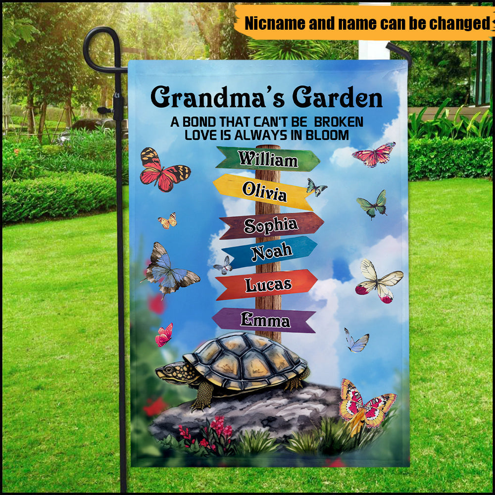 Personalized Grandma Mom's Garden Butterflies, Where Love Grows Flag