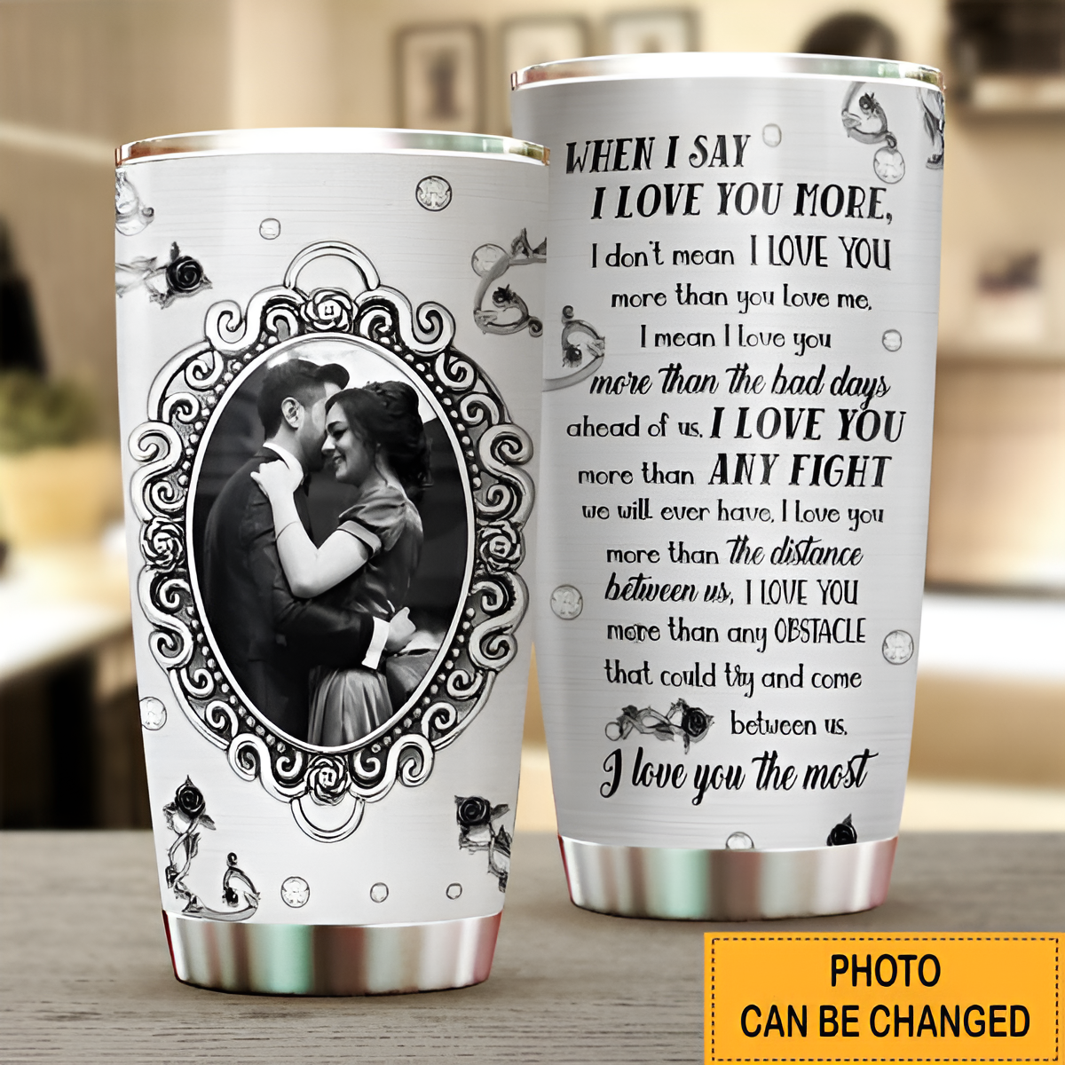 When I Say I Love You More Personalized Upload Photo Tumbler Family Gift For Couple