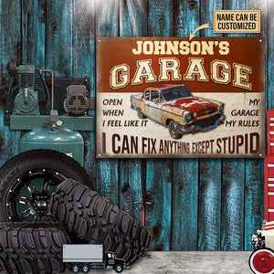 Personalized Auto Mechanic Metal Sign - Custom Garage Decor 'I Can Fix Anything'