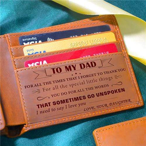 Daughter To Dad - Thank You for All You Do -  Leather Wallet
