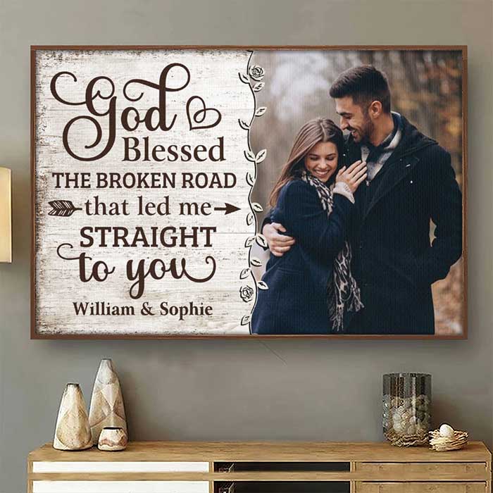Personalized Horizontal Poster God Led Me Straight To You - Gift For Couples