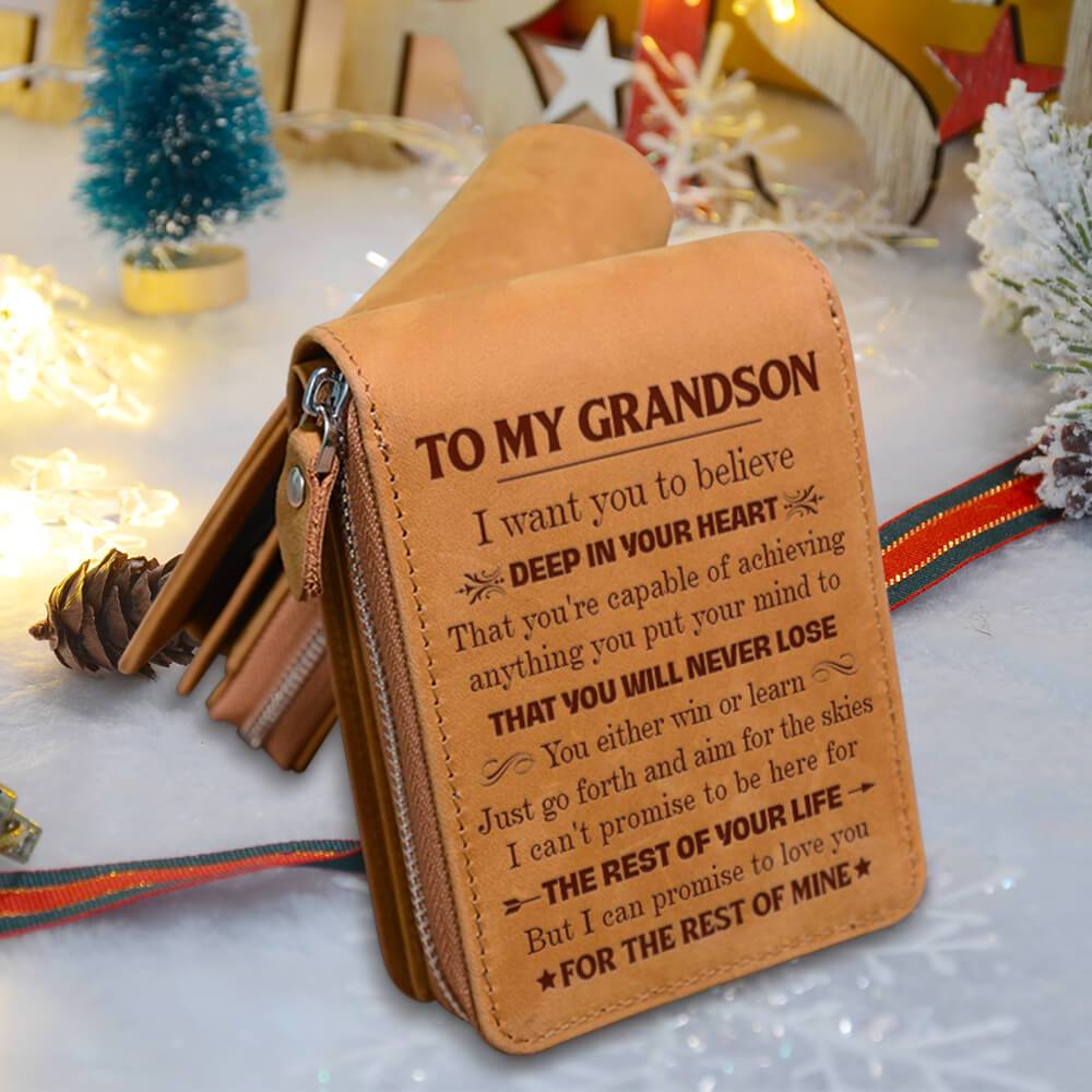 To Grandson - Deep in Your Heart - Engraved Wallet