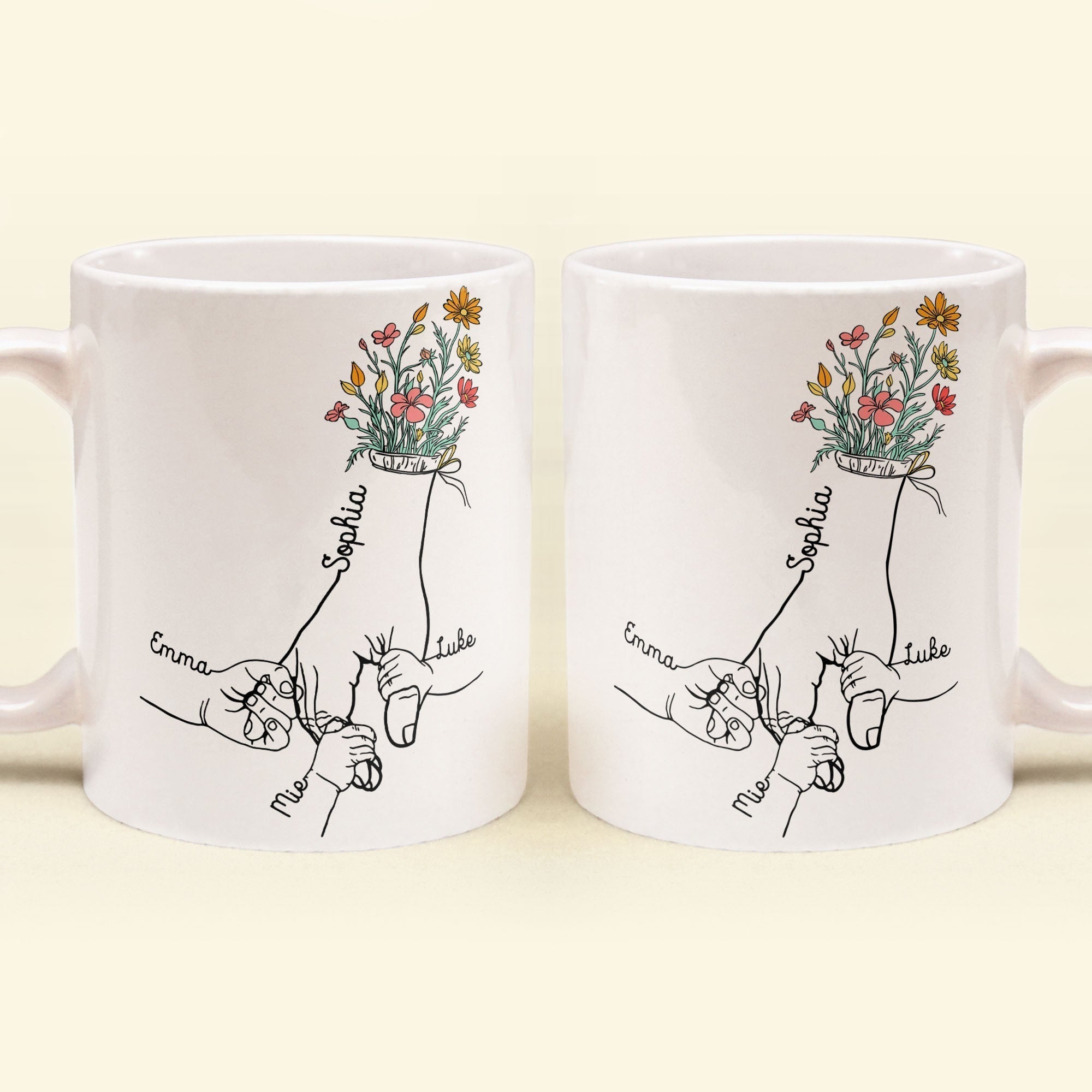 Holding Mom's/Dad's Hand - Personalized Mug