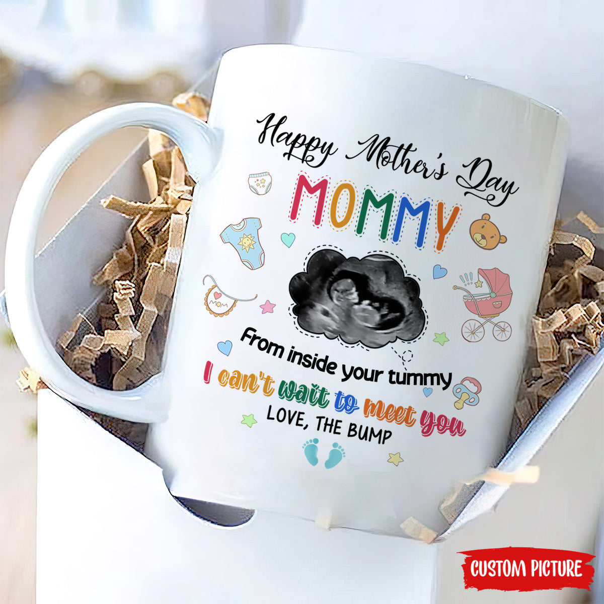 Personalized Gift For Future Mommy I Can't Wait To Meet You Mugs