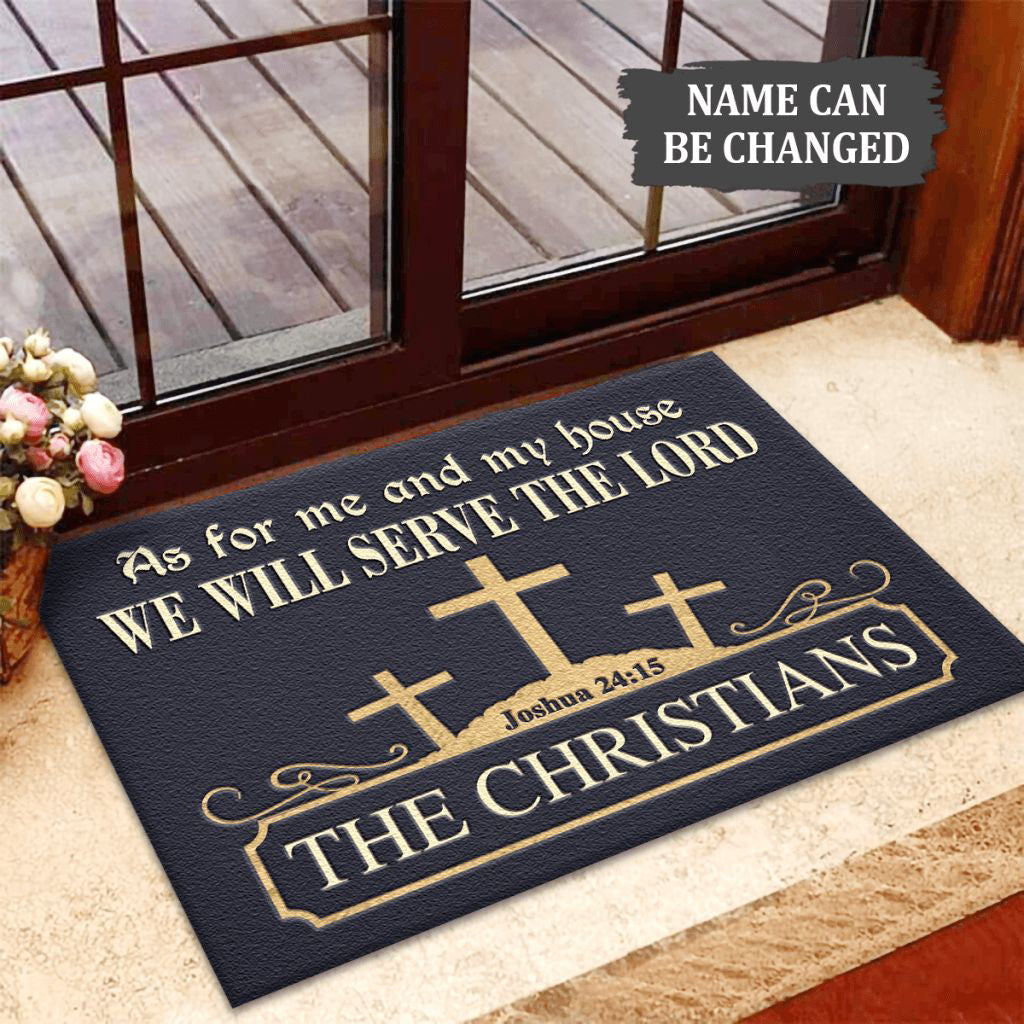 The Three Cross Symbol Serve The Lord Personalized Doormat