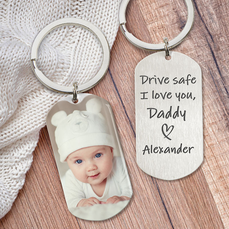 Personalized Keychain,Drive Safe I Love You, Gifts For Him, Custom Photo