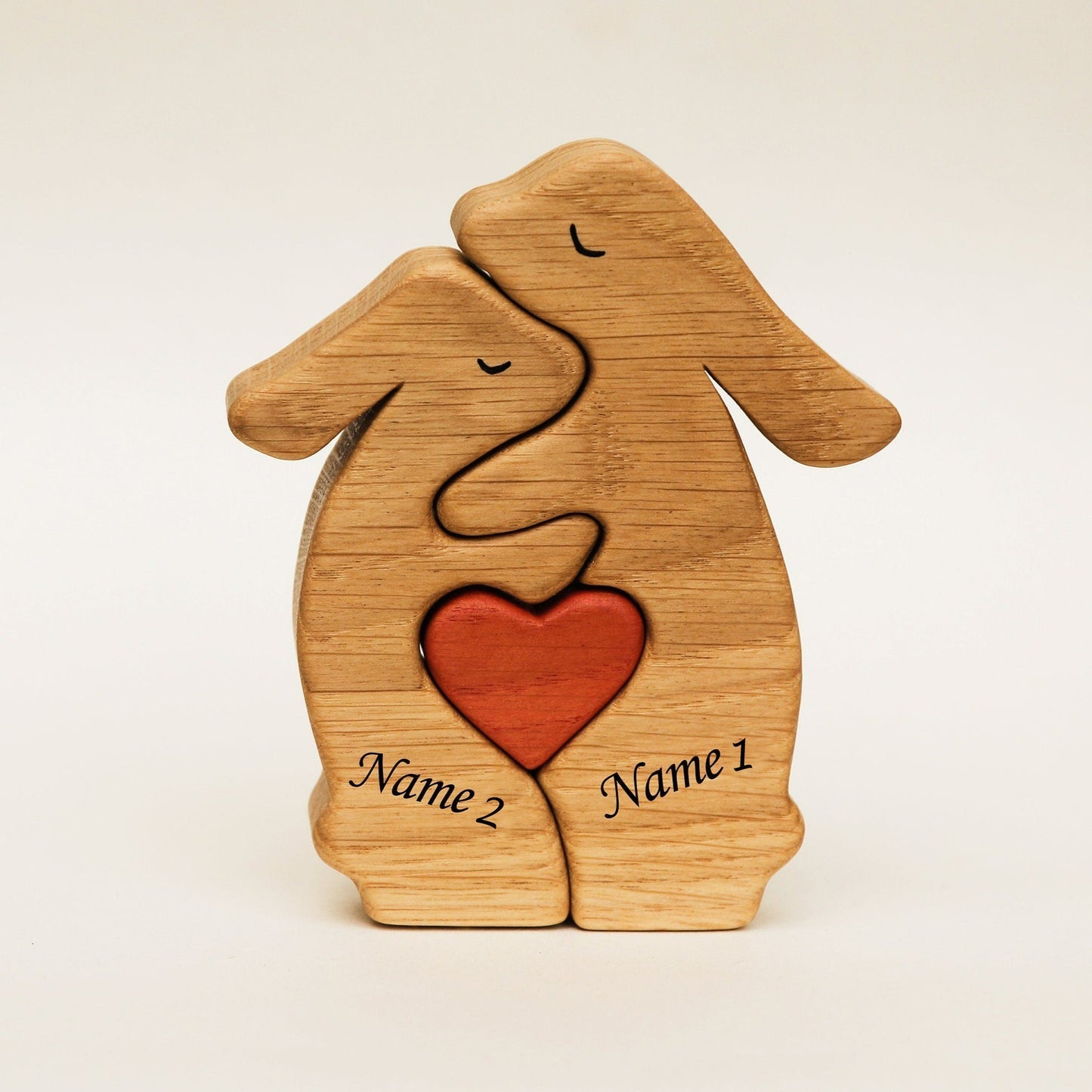 Wooden Rabbits Couple Family Puzzle