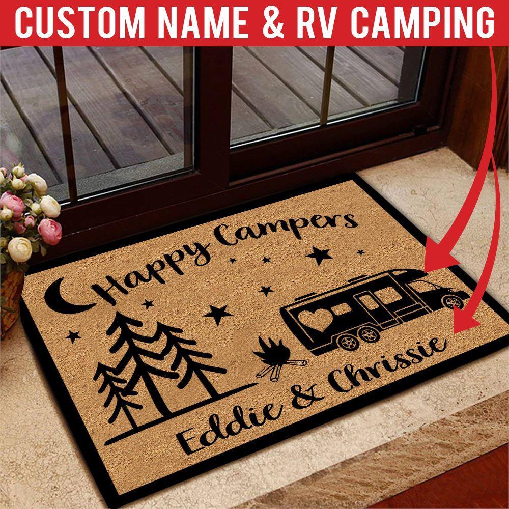 Camping Doormat Customized RV And Name Happy Campers Doormat