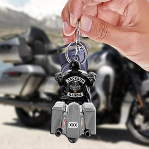Personalized Keychain Biker Motorcycle Racing