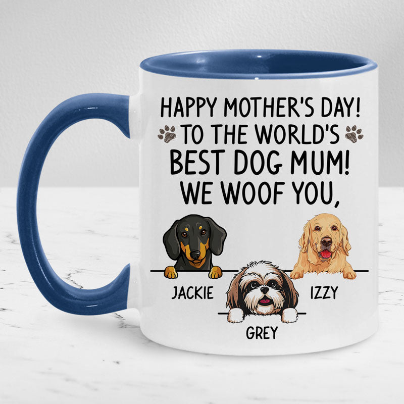 To The World's Best Dog Mum, Personalized Accent Mug, Mother's Day Gifts