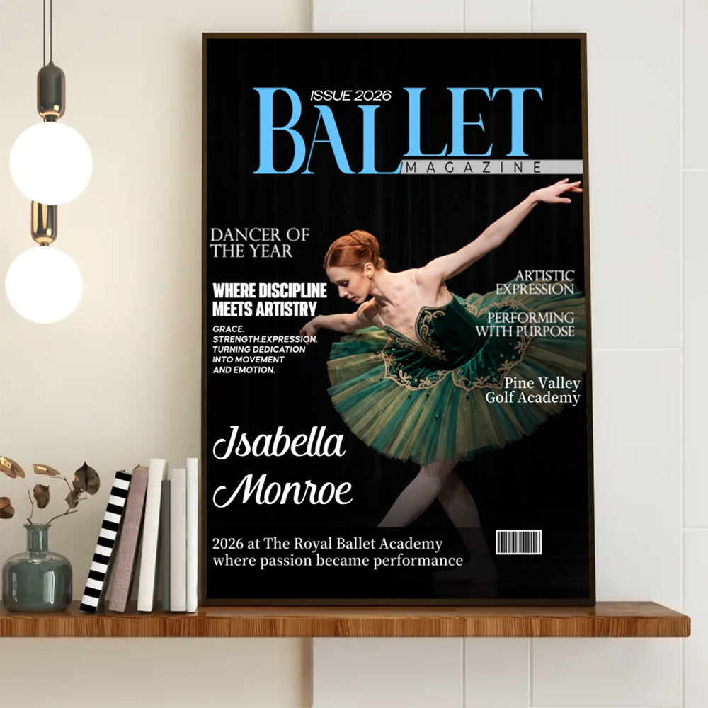 Personalized Name & Year Canvas Poster With Ballet Magazine Cover For Ballerina Room Decor