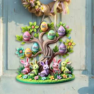 Personalized 3D Effect Easter Family Tree Ornament With 1-12 Names | Spring Keepsake For Family