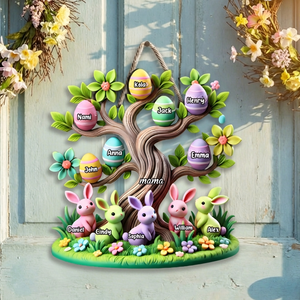 Personalized 3D Effect Easter Family Tree Ornament With 1-12 Names | Spring Keepsake For Family