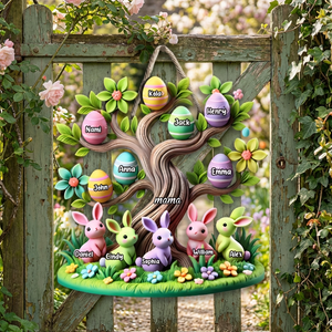 Personalized 3D Effect Easter Family Tree Ornament With 1-12 Names | Spring Keepsake For Family
