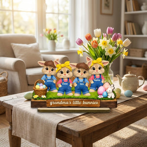 Personalized 2-Layer Wooden Plaque With 1-6 Grandma's Little Bunnies | Unique Easter Gift For Grandma