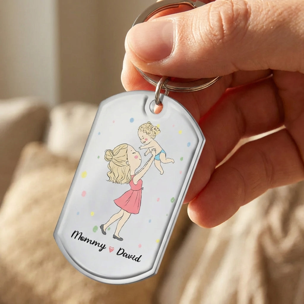Personalized Keychain With "Lucky Me, The Best Mom Belongs To Me" | Gift For New Mom