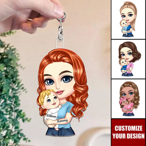 Mom Hugs Baby Gift For Newborn New Mom Personalized Acrylic Keychain,Mother's Day Gift
