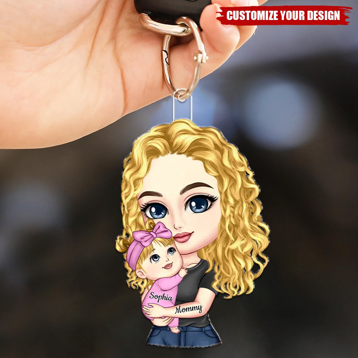 Mom Hugs Baby Gift For Newborn New Mom Personalized Acrylic Keychain,Mother's Day Gift
