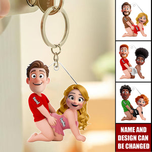 Personalized Naughty Couple Acrylic Car Ornament With Names & Cheeky Pose Design | Hilarious Valentine's Day Gag Gift For Fun Couples