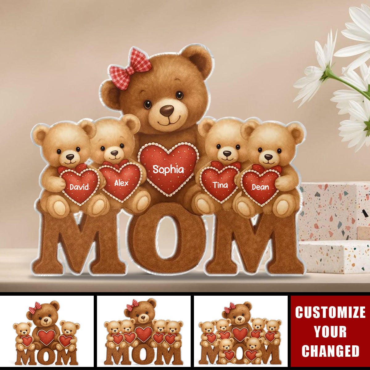 Mama Bear Personalized Acrylic Plaque - Gift For Mom,Mother's Day Gift