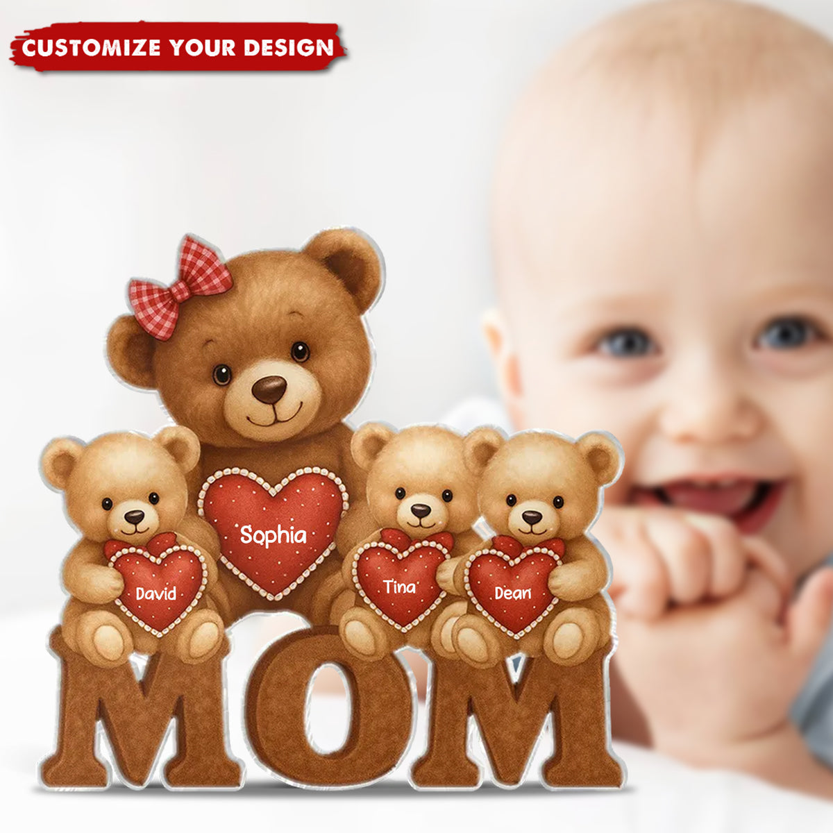 Mama Bear Personalized Acrylic Plaque - Gift For Mom,Mother's Day Gift
