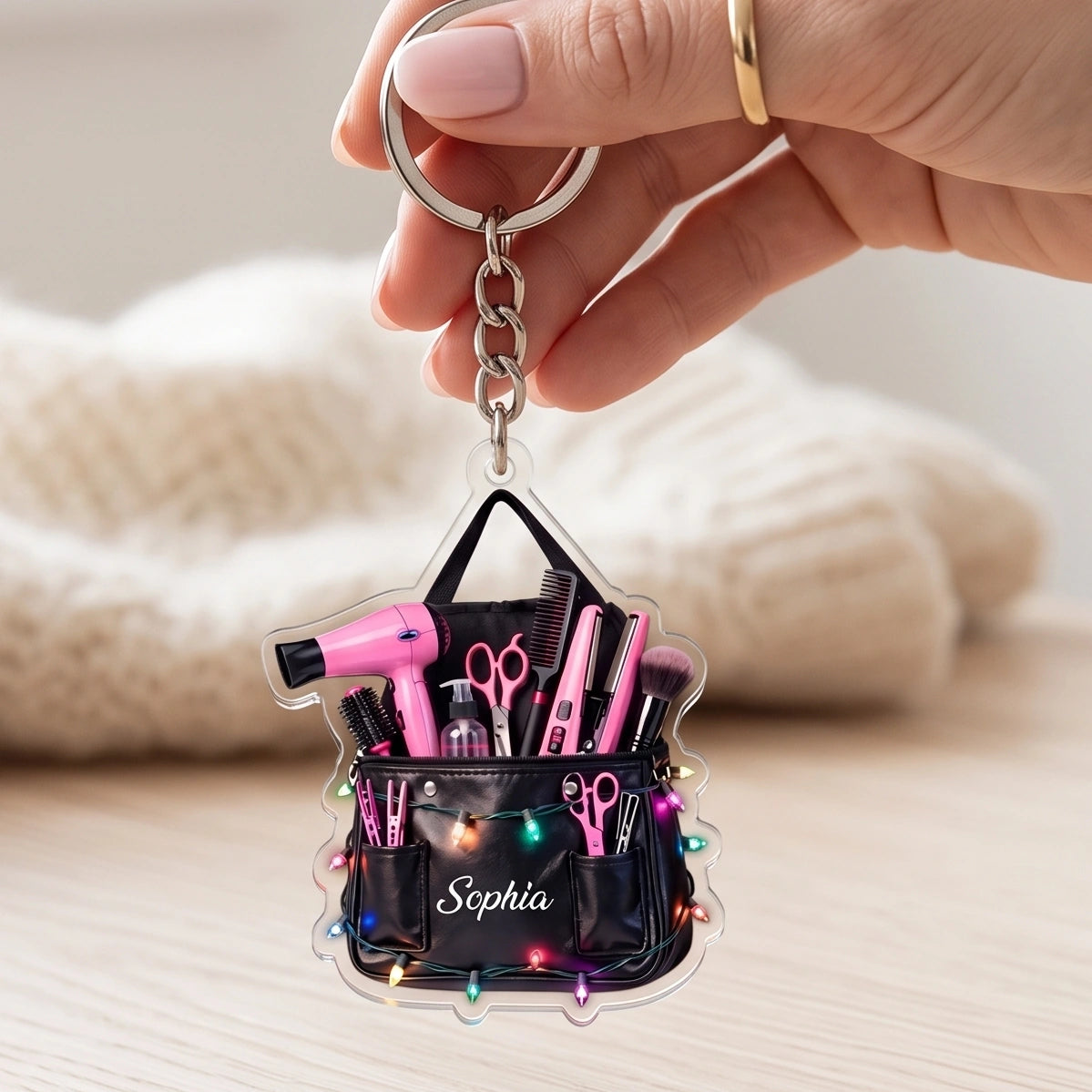 Custom Name Stylist Scissors Hairstylist Keychain - Hairdresser Cosmetology Graduation Gift