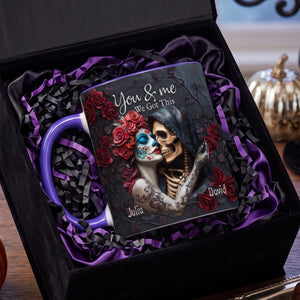 You & Me We Got This - Personalized Gothic Skull Mug - Halloween Anniversary Gift For Couple