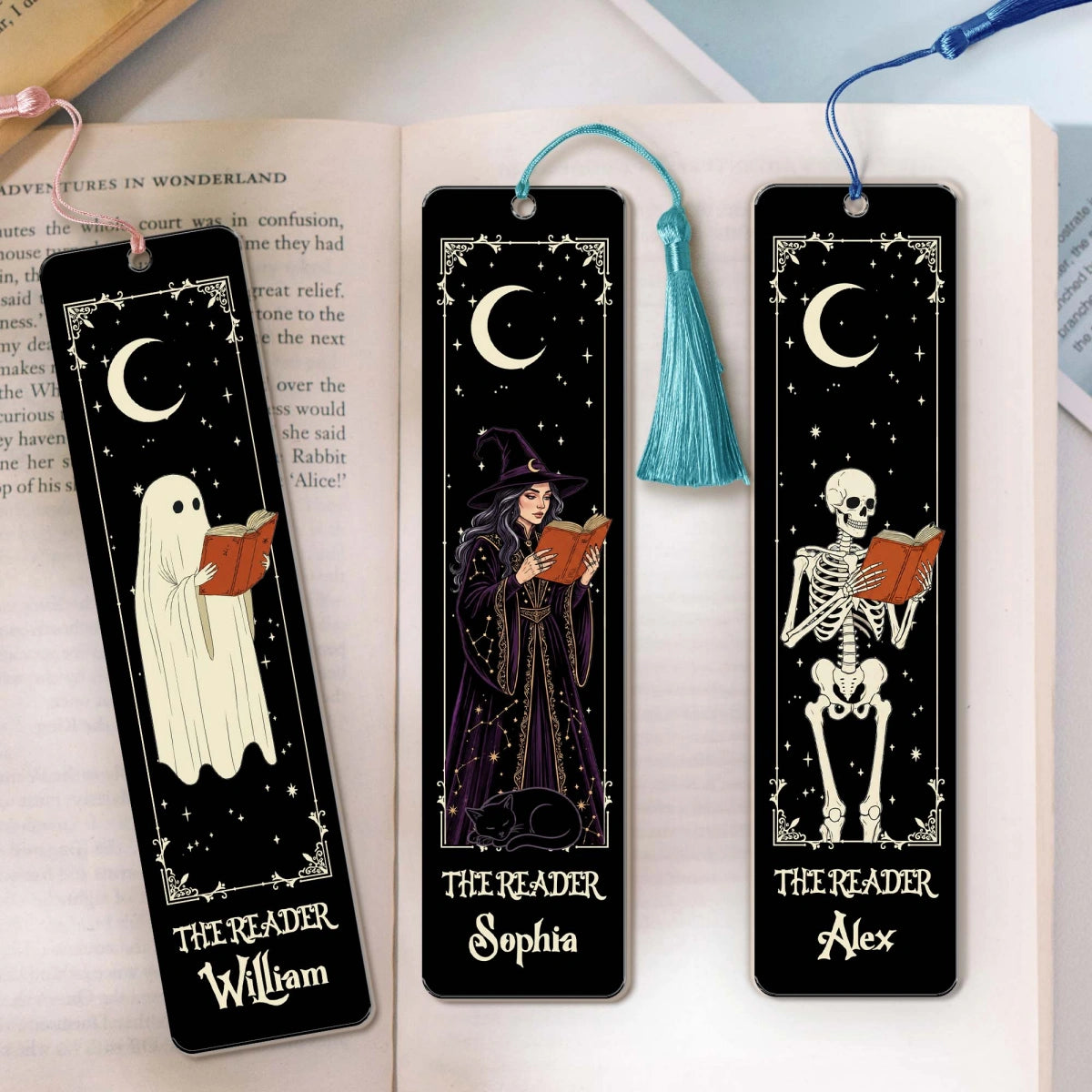 Personalized Gothic Bookmark With Name - Spooky Ghost Witchy -Halloween Gift For Book Lovers