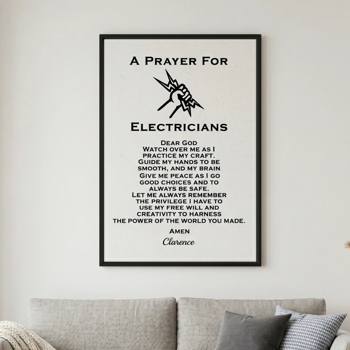 Personalized Electrician's Prayer Canvas Poster - Custom Name Gift For Electrical Workers