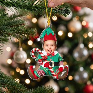 Custom Baby Face & Name Acrylic Ornament | Personalized 2026 Newborn First Christmas Gift