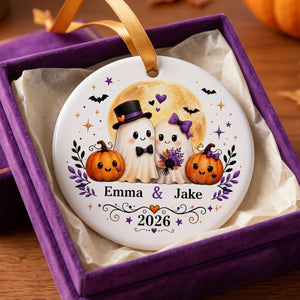 Personalized Halloween Ghost Couple Ornament - Spooky Wedding Anniversary Gift 2026