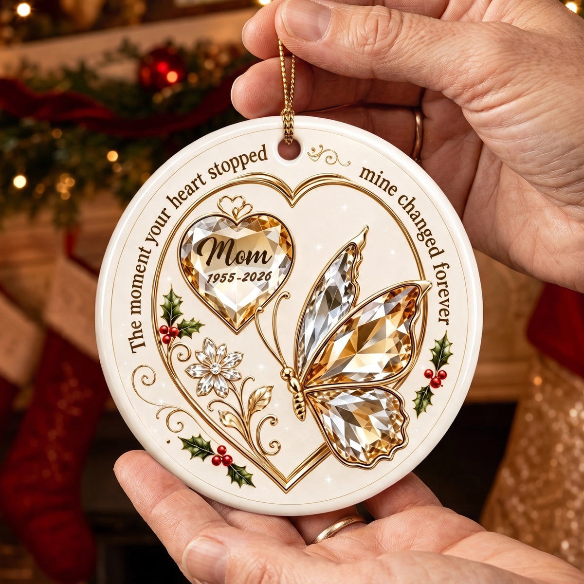 Personalized Mom Memorial Ceramic Christmas Ornament - Sympathy Gift For Loss Of Mother