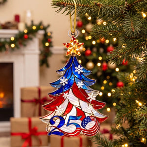 USA 250th Anniversary Patriotic Acrylic Ornament - Christmas Tree Hanging Decor